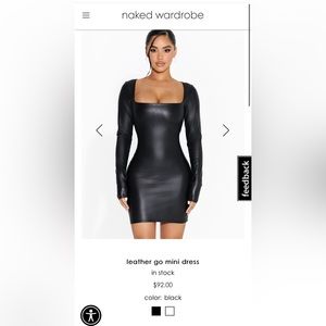 Naked Wardrobe Faux Leather Long Sleeve Mini Dress